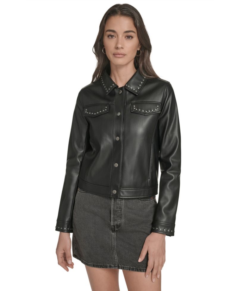 Women's Laydown Collar Studded Jacket