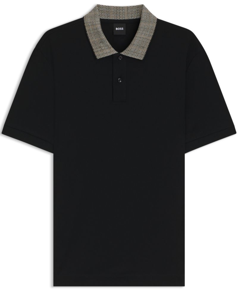 Men's Patterned Collar Pima-Cotton Polo Shirt