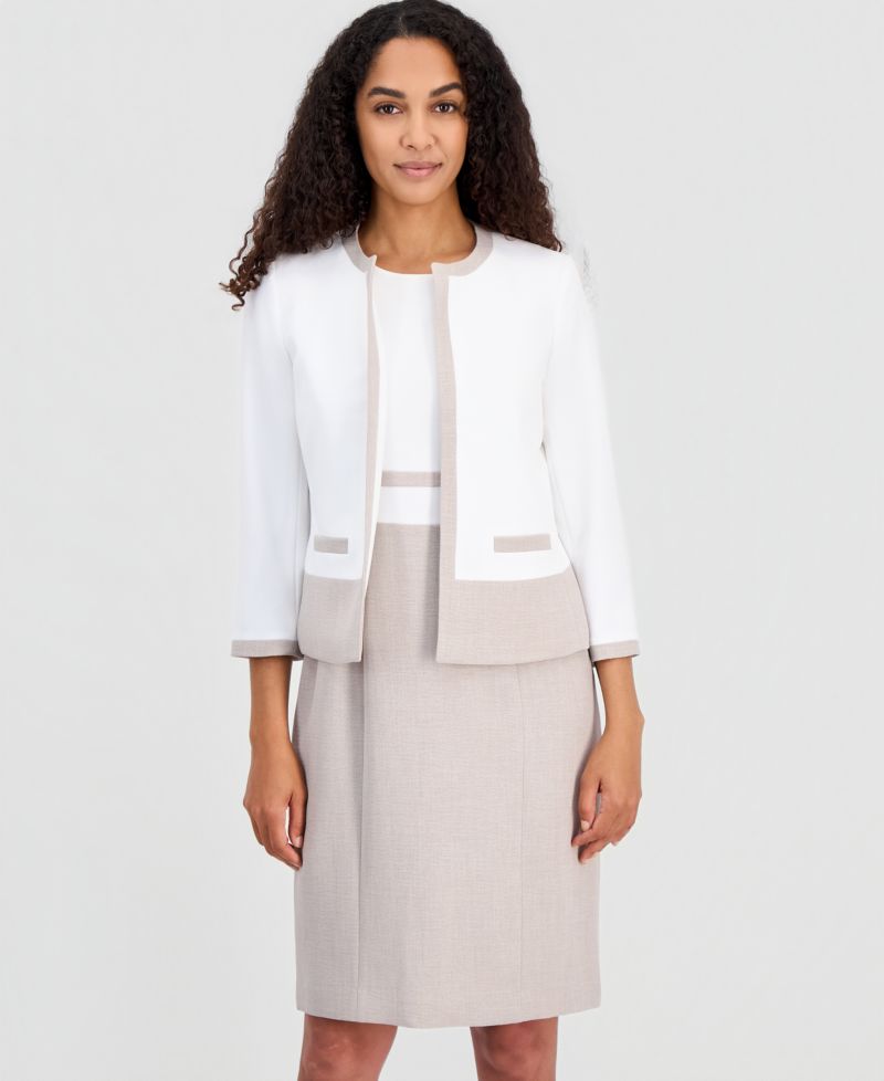 Women's 3/4-Sleeve Open-Front Color Block Blazer, Regular & Petite