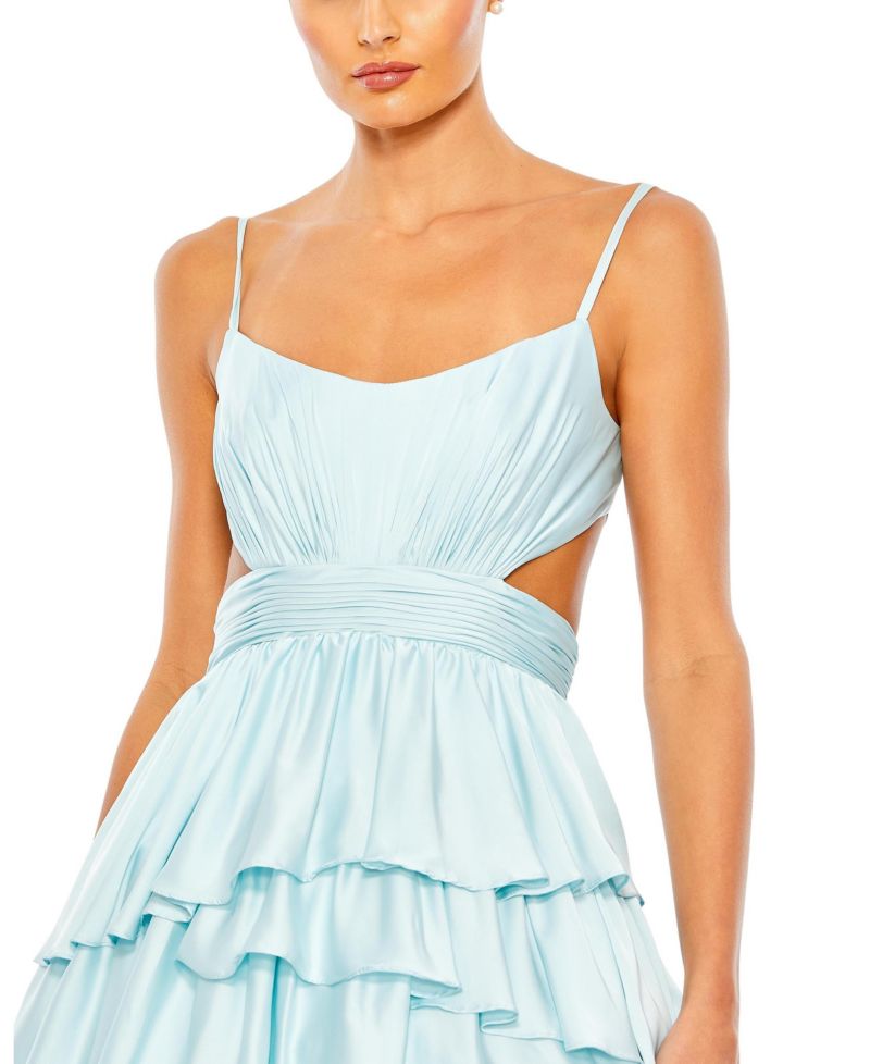 Women's Ruffle Tiered Cut Out Sleeveless Ballgown