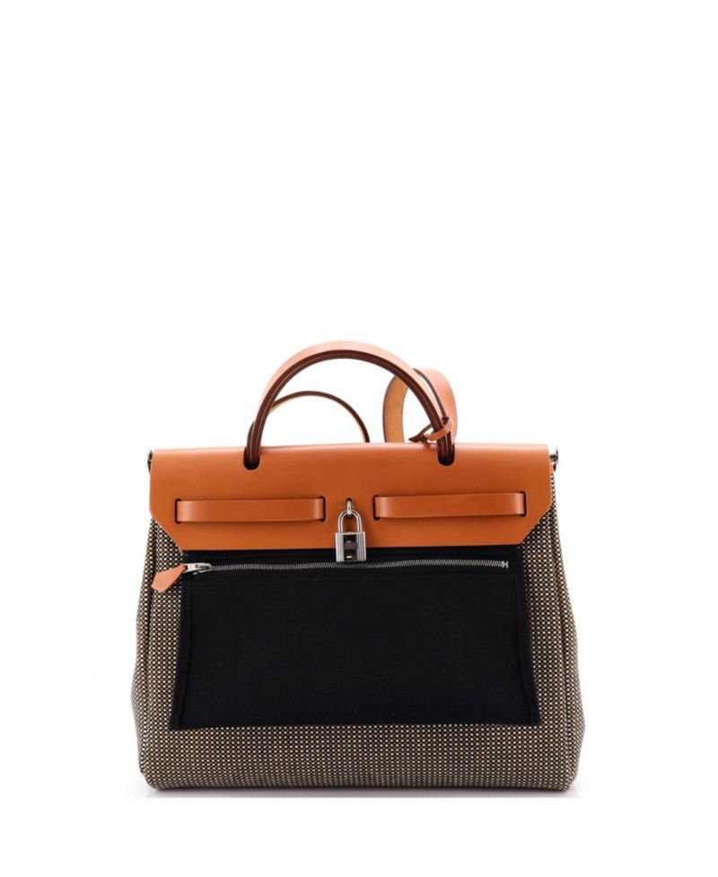 Pre-Owned Hermes 31 Herbag Zip Criss Viking Toile and Leather