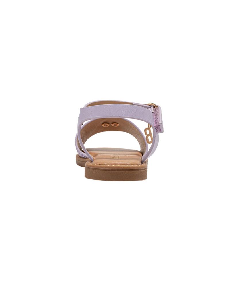 Little Girls Girl's Fashion Sandal with Flower Medallion and Hanging b Charm - Comfy Dressy Shoes