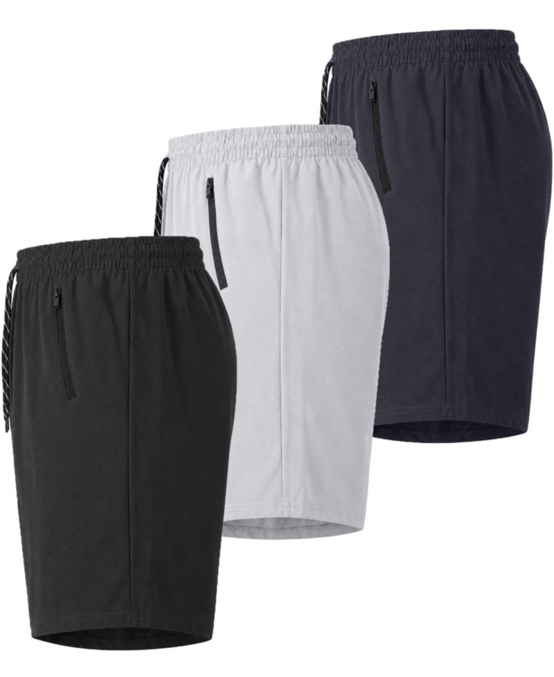 Men's Performance Training Shorts with Zipper Pockets, 3-Pack