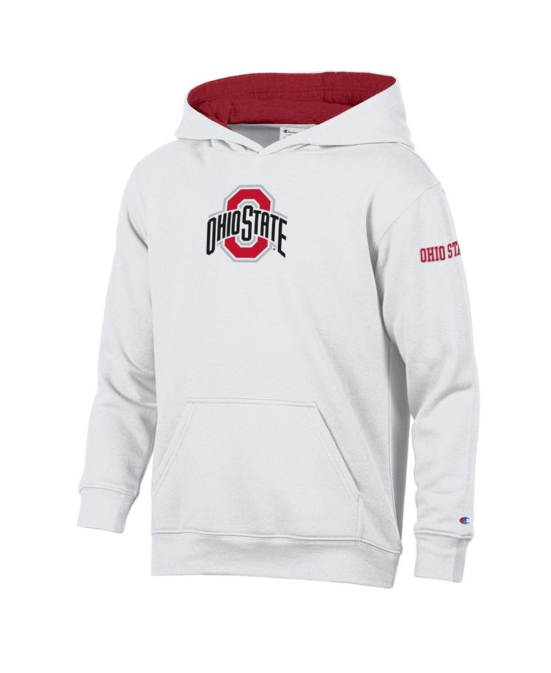 Big Boys and Girls White Ohio State Buckeyes Fleece Hoodie
