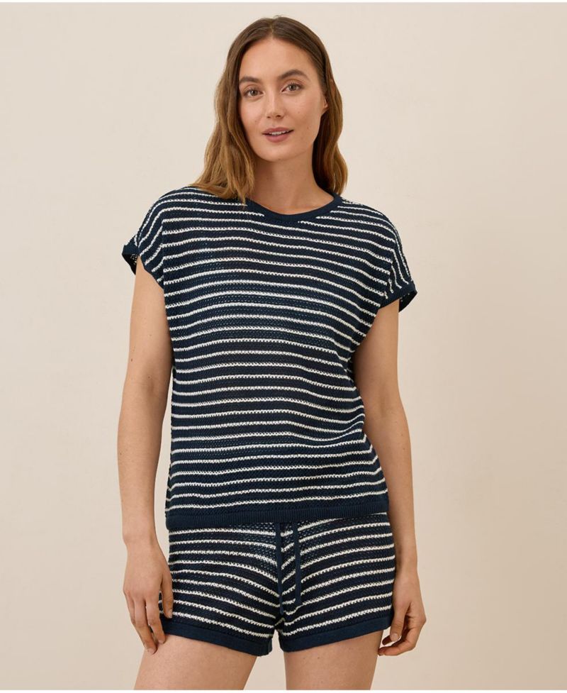 Beachside Crochet Knit Short Sleeve Top