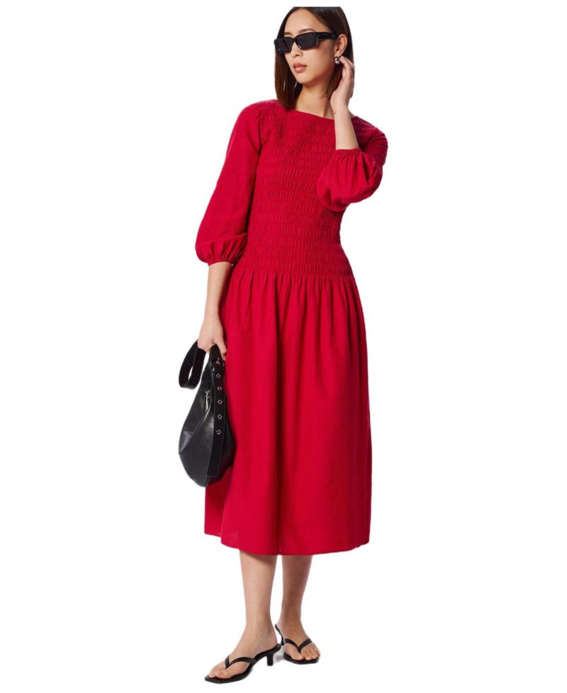 Women's Smocked Bodice Midi Dress