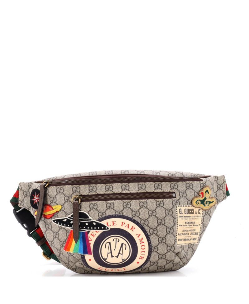 Courrier Zip Belt Bag GG Coated Canvas with Applique