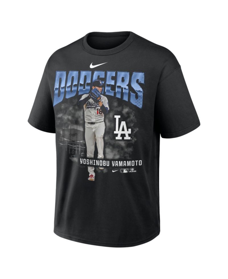 Men's Yoshinobu Yamamoto Black Los Angeles Dodgers Enlarged Player Graphic Max90 Heavyweight T-Shirt