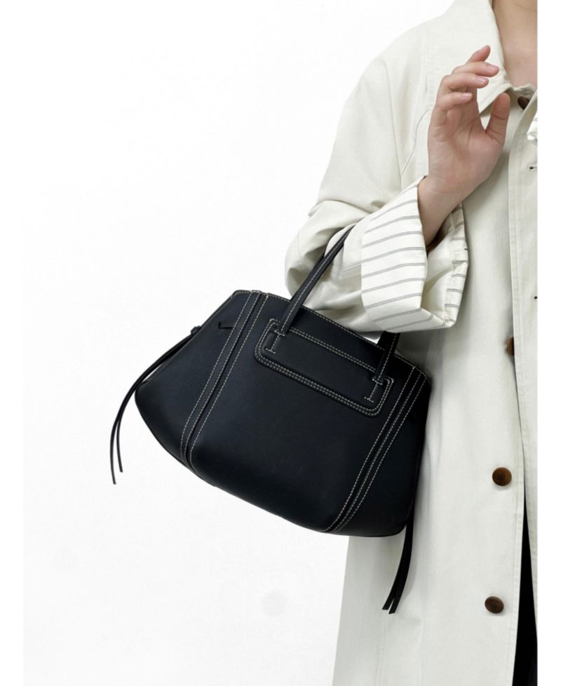 Hadley Leather Tote Bag Structured Shoulder Purse Minimalist Convertible Crossbody with Top Handles