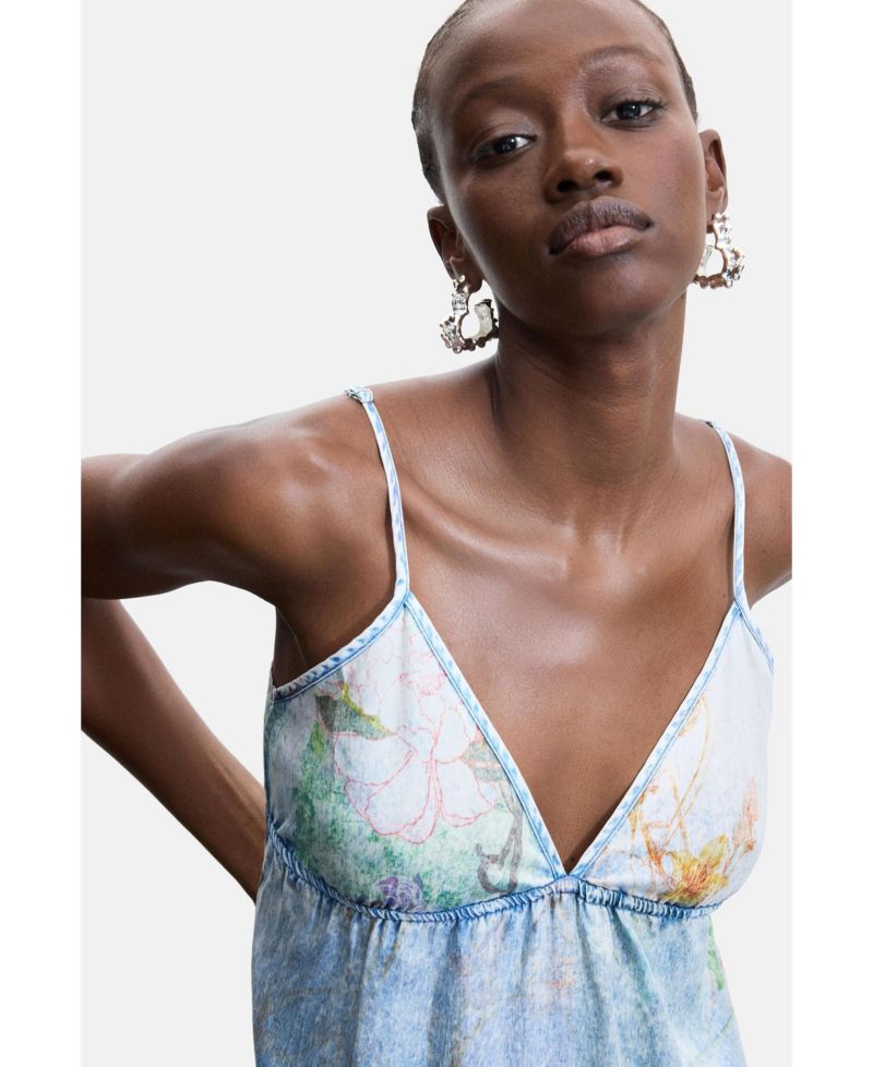 Women's Long Denim Strappy Dress
