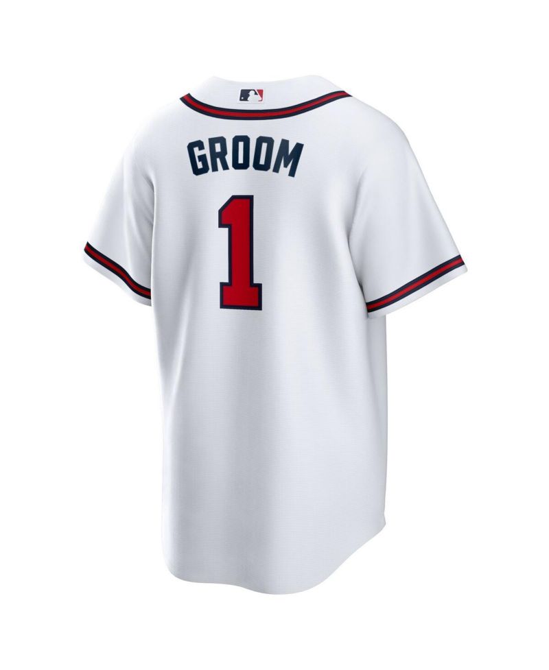 Men's White Atlanta Braves 1 Groom Home Replica Jersey