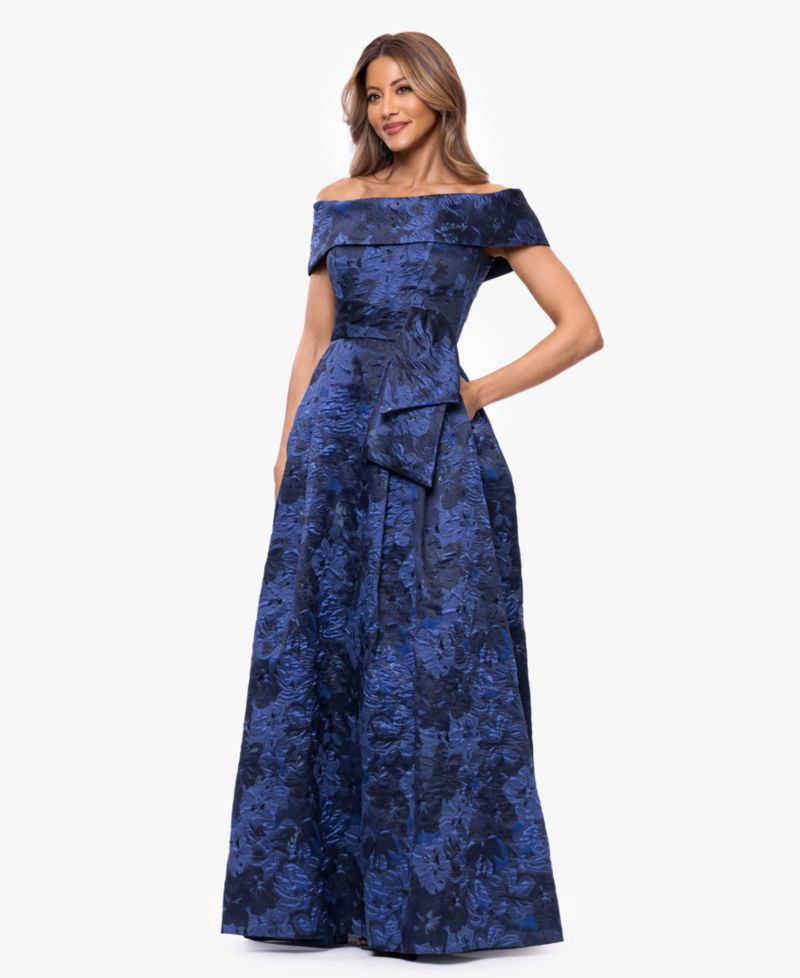 Women's Brocade Off-The-Shoulder Ball Gown
