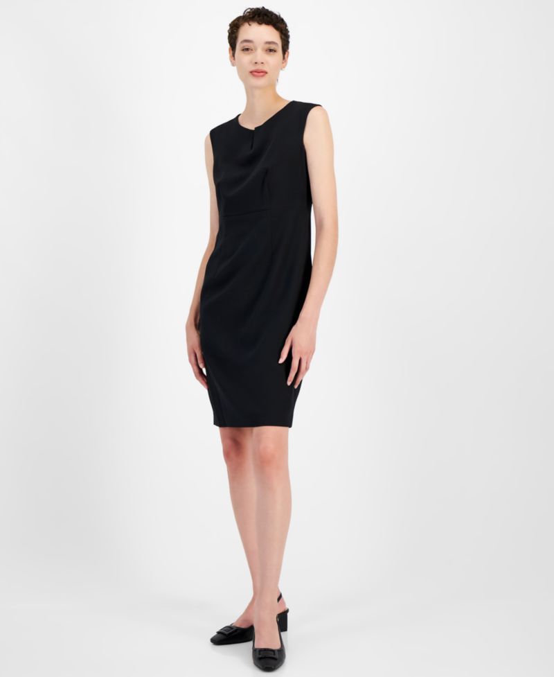 Petite Notch-Neck Sheath Dress