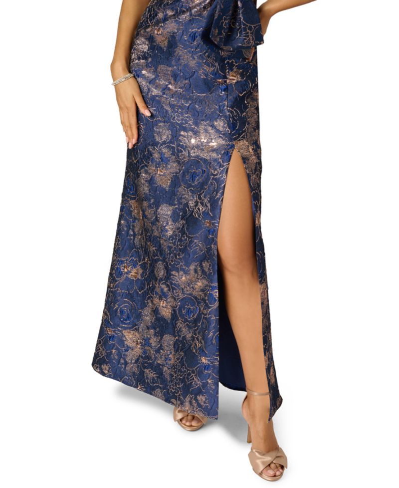 Petite One-Shoulder Side-Slit Gown