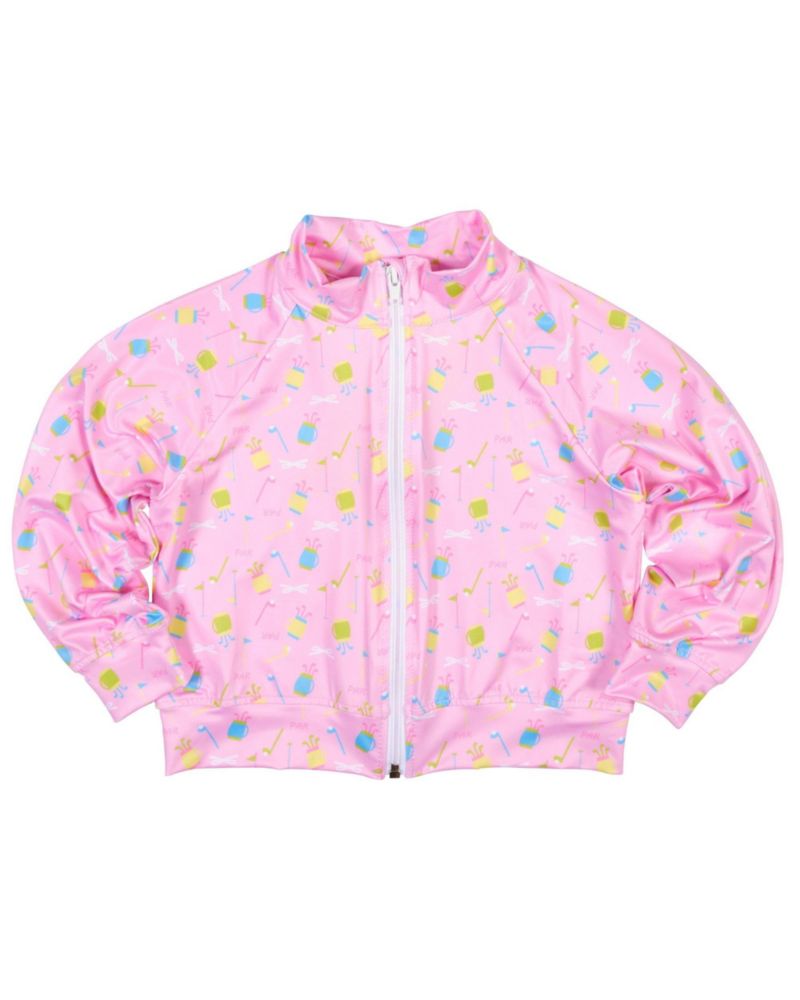 Big Girls Golf Print Performance Knit Jacket