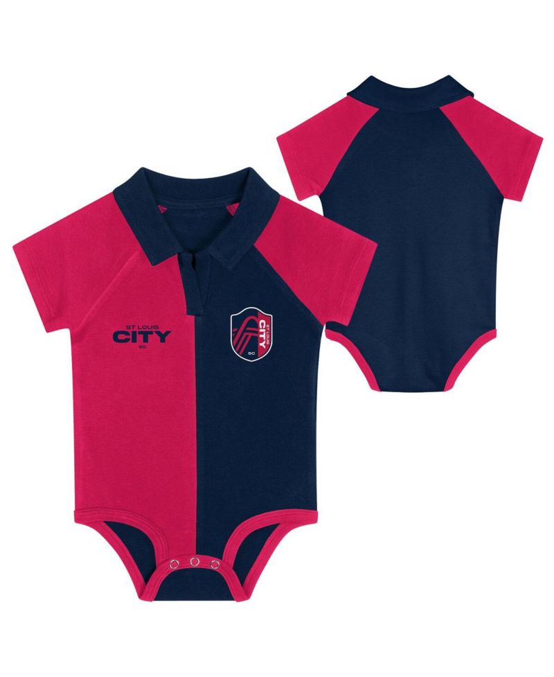 Newborn Red St. Louis City SC Newborn League Champ V-Neck Raglan Bodysuit