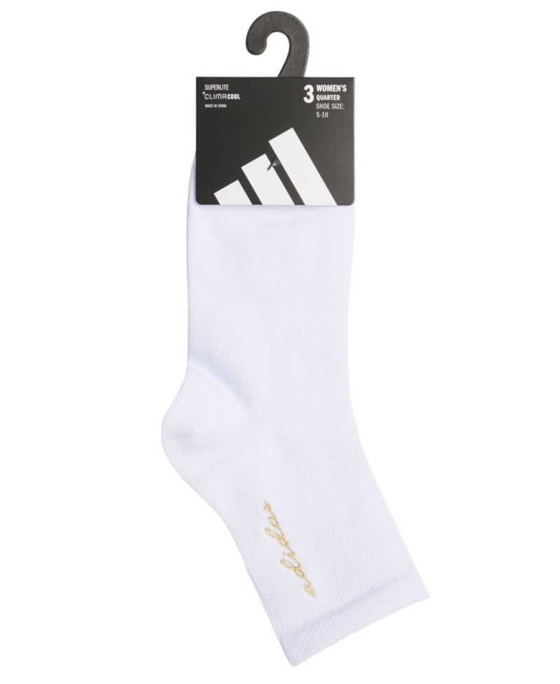 Women's Embroidered Logo Detail Quarter High Socks, 3-Pack