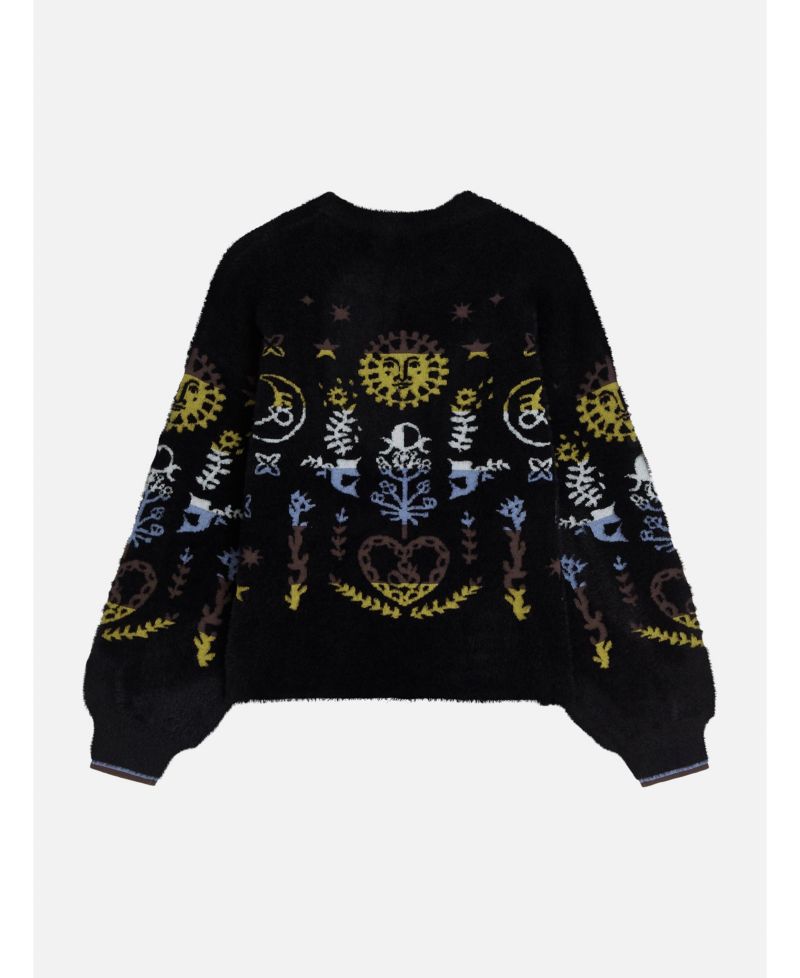 Women's Jacquard Oversized Crewneck Pullover Sweater