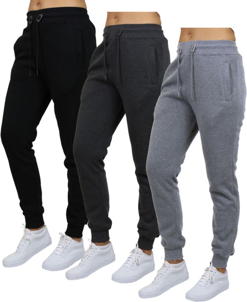 Women's Loose Fit Heavyweight Classic Fleece Jogger Sweatpants- 3 Pack
