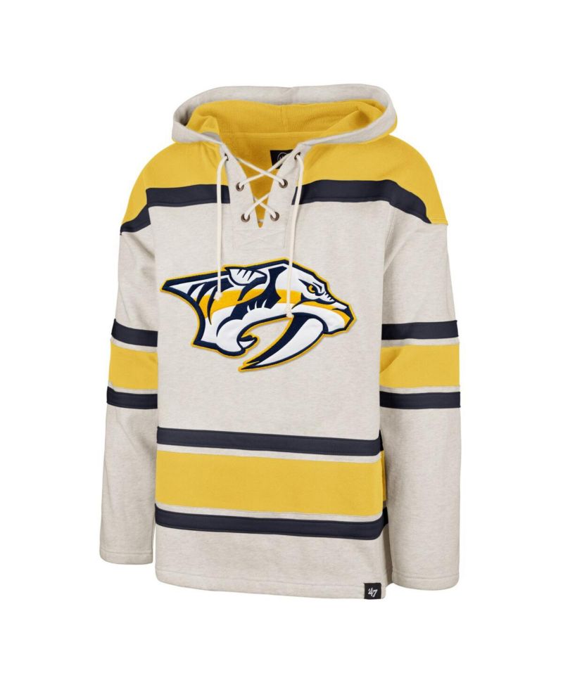 Men's Oatmeal Nashville Predators Rockaway Lace-Up Pullover Hoodie