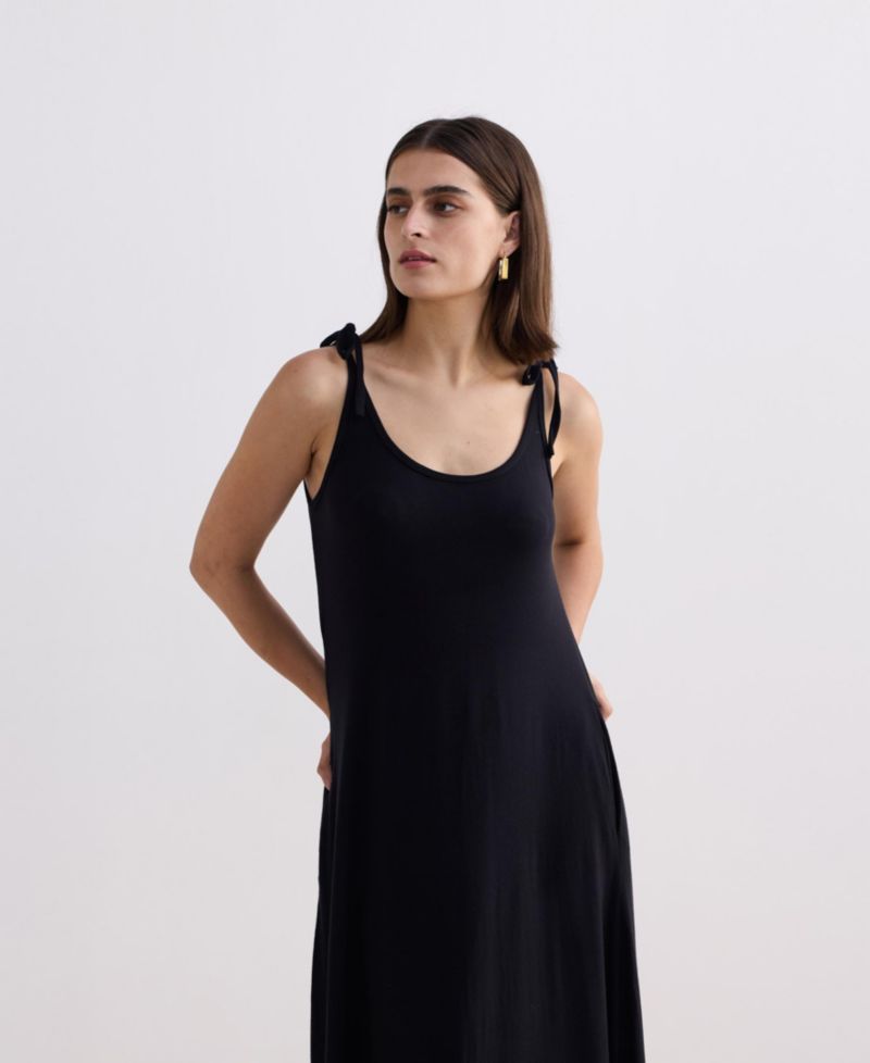 Women's Shoulder Tie-Detail Maxi Dress