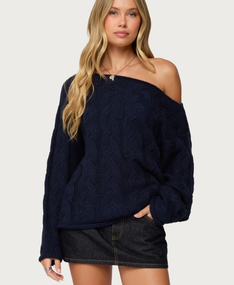Women's Nellie Off Shoulder Cable Knit Sweater