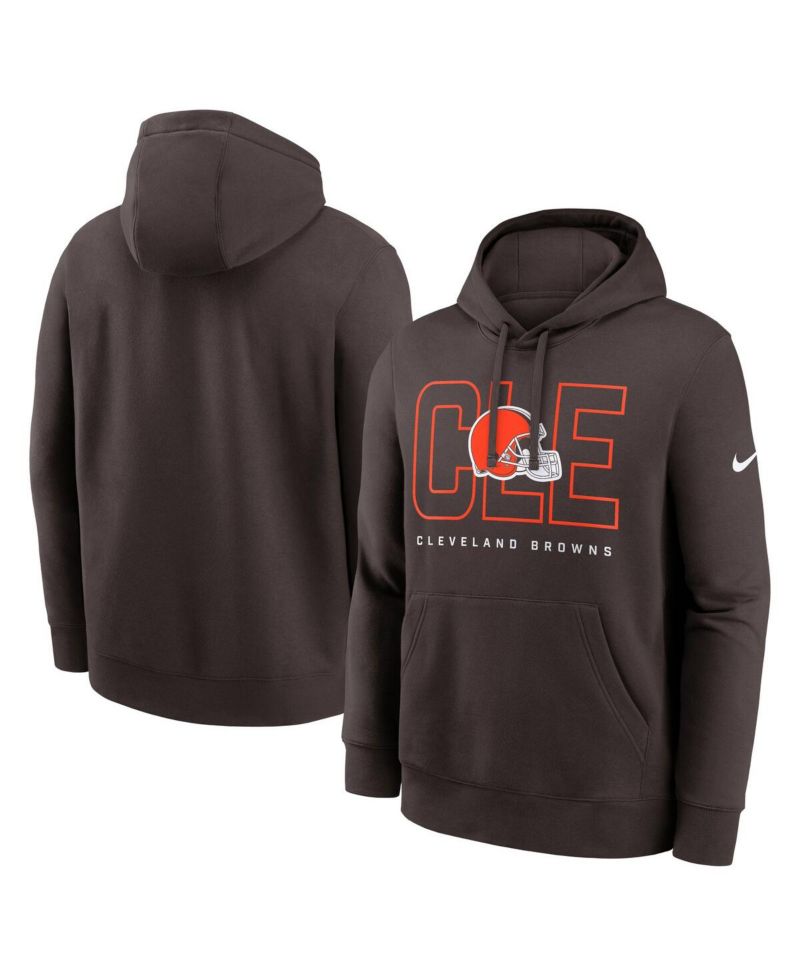 Men's Brown Cleveland Browns Busted Play Club Fleece Pullover Hoodie