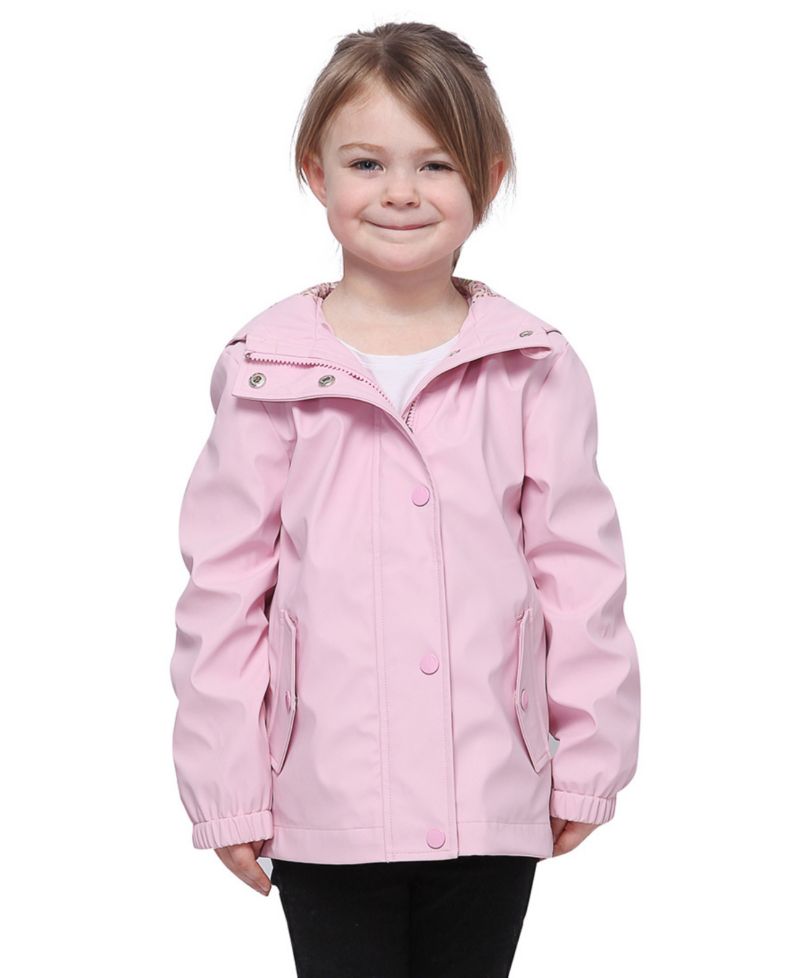 Little and Big Girls' Waterproof Rain Coat Rubberized Jacket