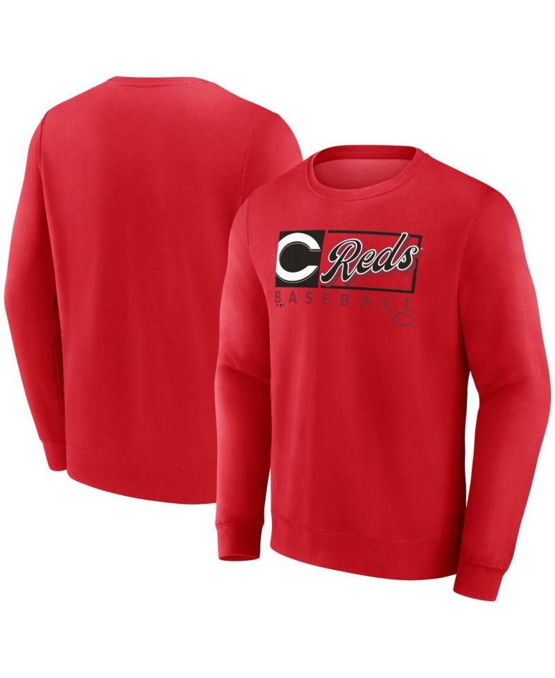 Men's Red Cincinnati Reds Focus Fleece Pullover Sweatshirt