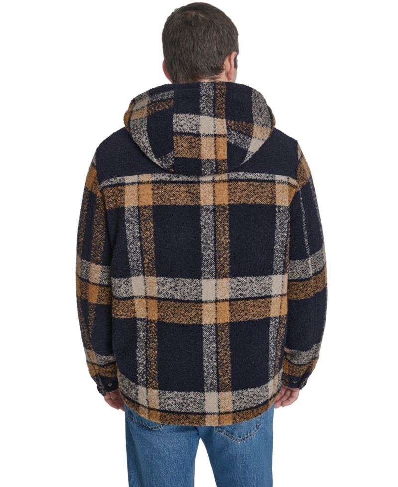 Men's Wool Blend Plaid Hooded Jacket