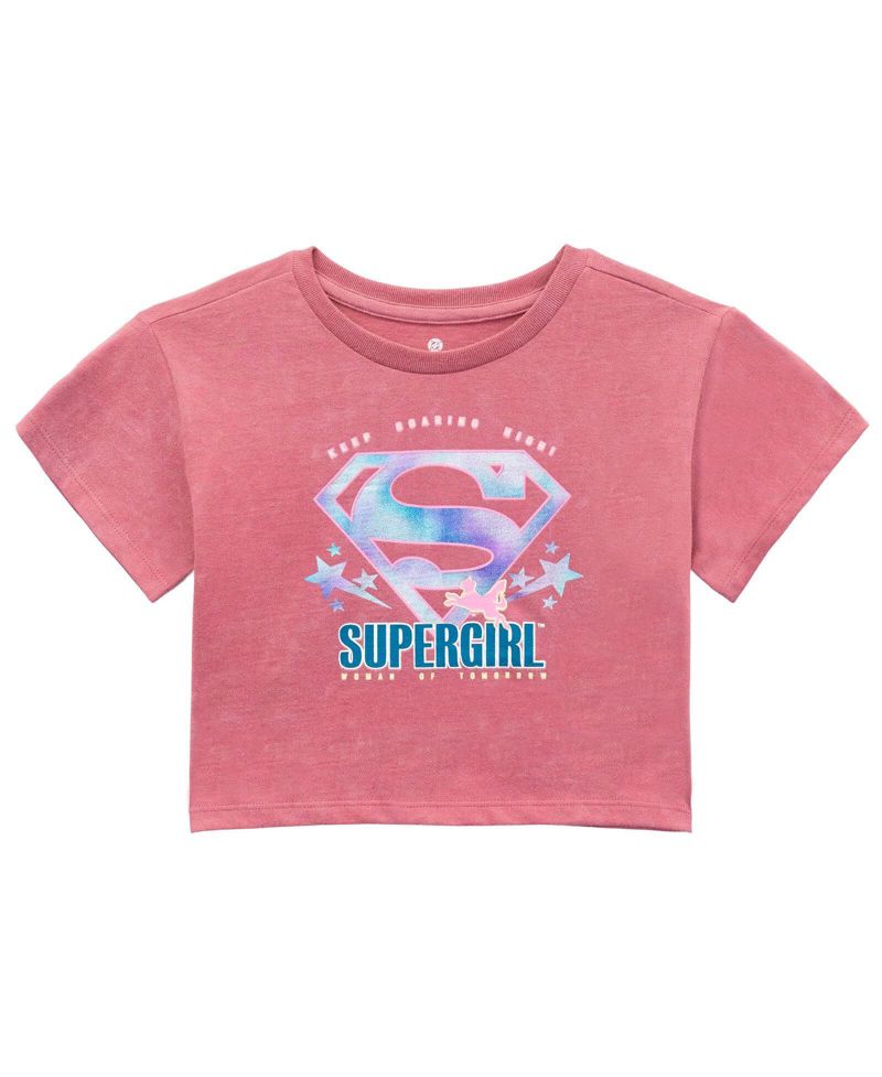 Supergirl Girls' Cropped 5-16 2-Piece T-Shirt and Skort Set