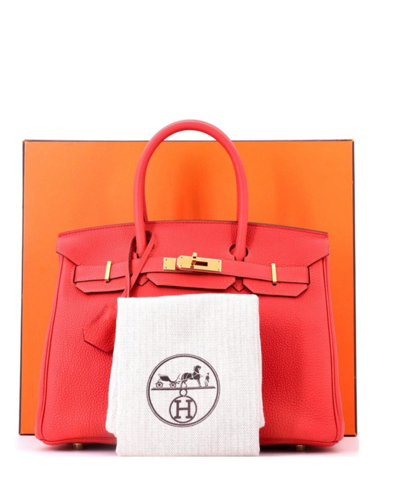Pre-Owned Hermes Birkin 30 Handbag Red Togo with Gold Hardware