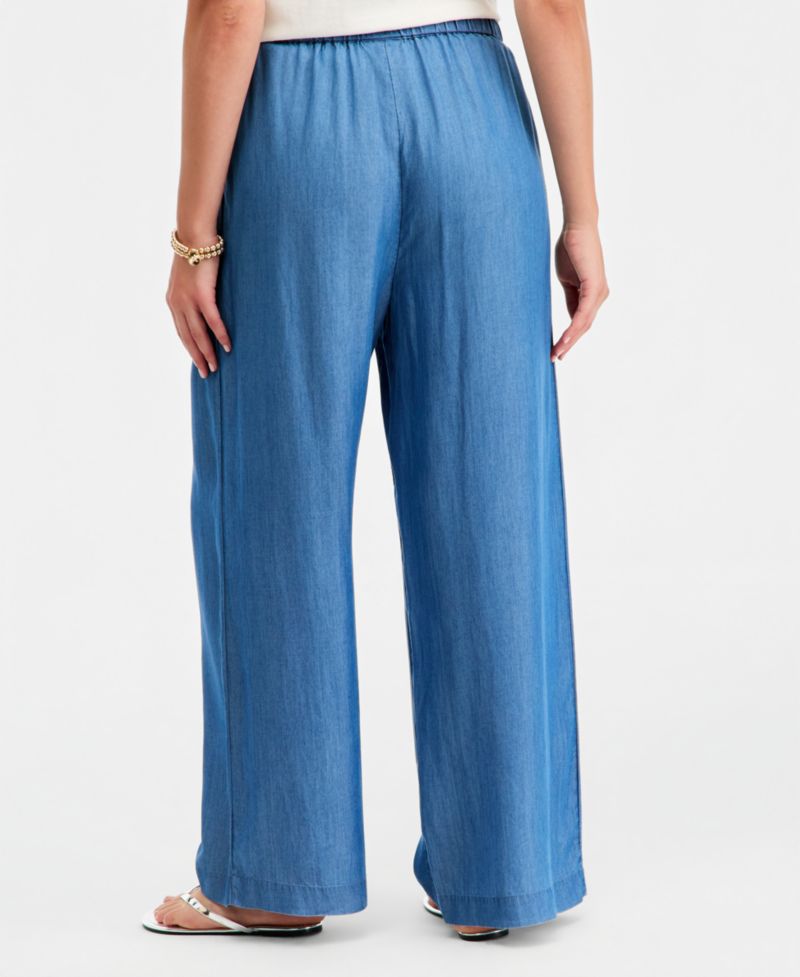 Women's Chambray Pull-On Wide-Leg Pants