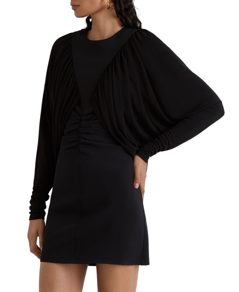 Women's Long-Sleeve Ruched Mini Dress