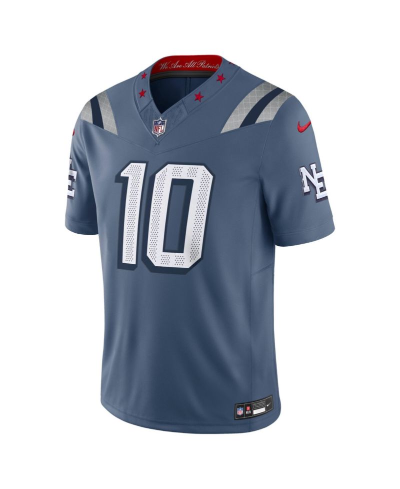 Men's Drake Maye Storm Blue New England Patriots 2025 Rivalries Collection Stitched Limited Jersey