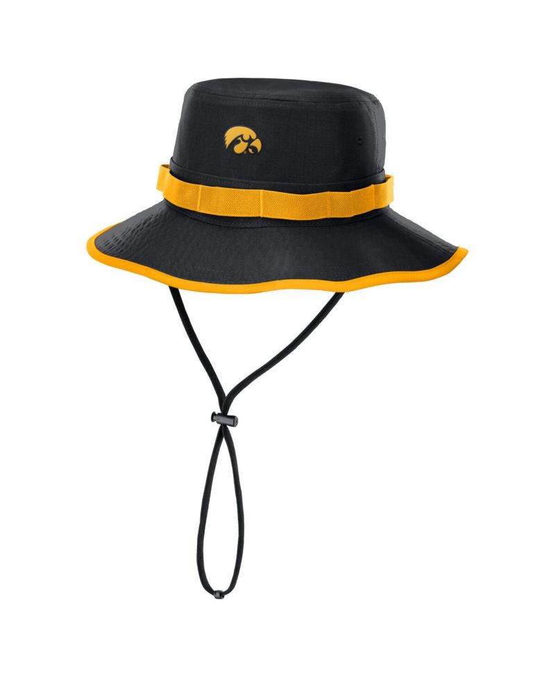 Men's Black Iowa Hawkeyes 2025 Sideline Apex Boonie Performance Bucket Hat