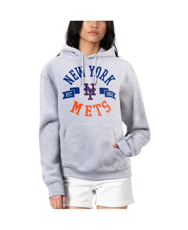 Women's Heather Gray New York Mets City Graphic Pullover Hoodie