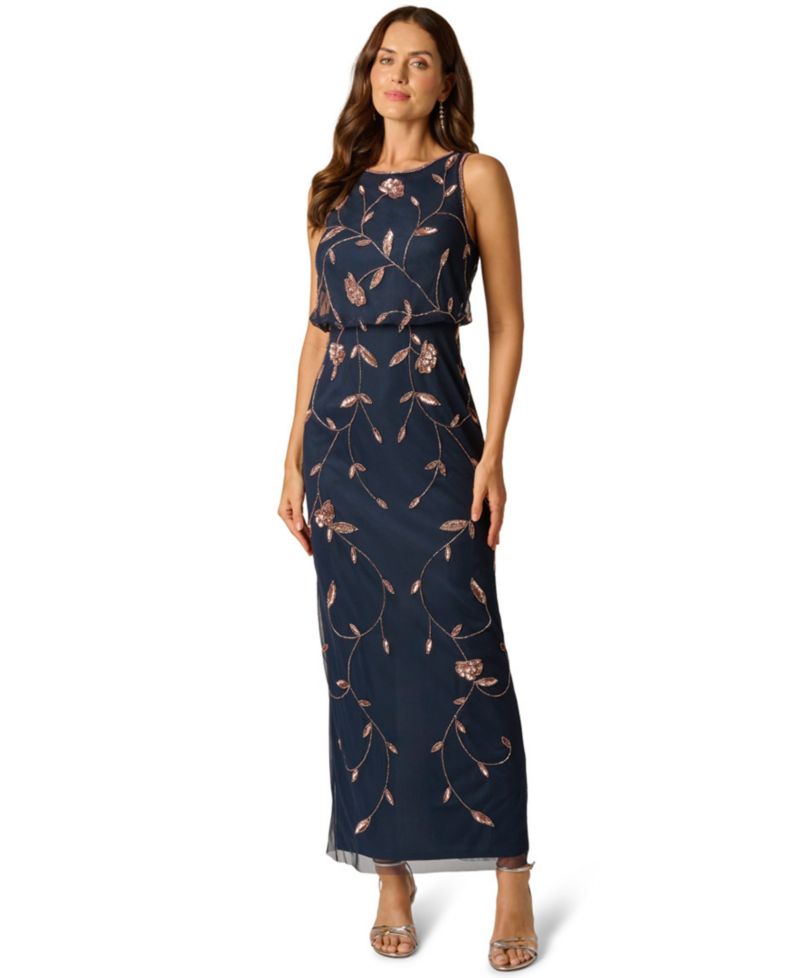 Women's Crew Neck Blouson Long Dress