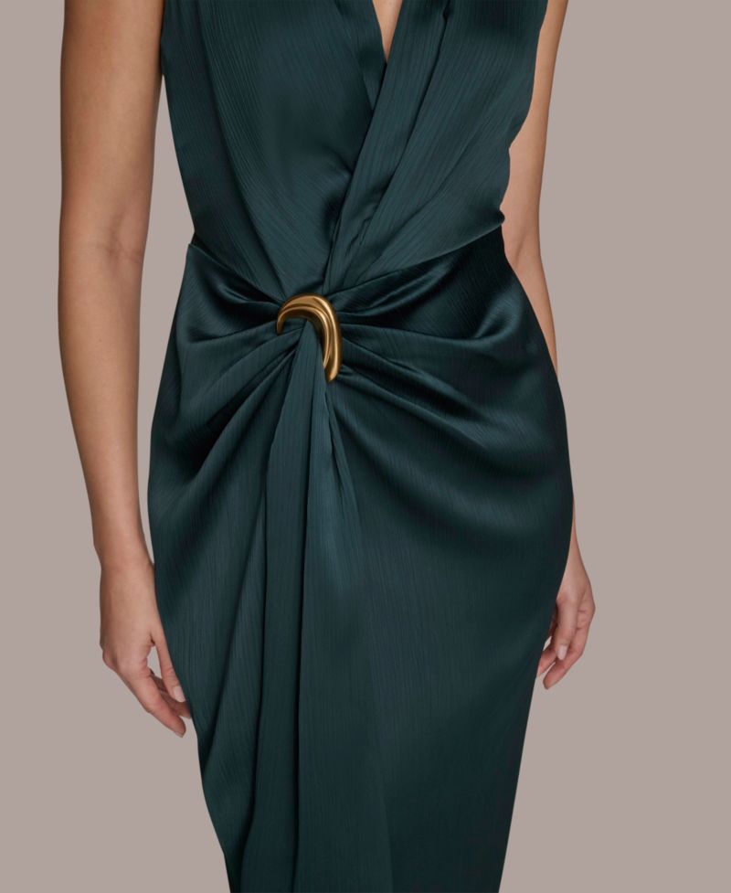 Petite Surplice V-Neck Sleeveless Side Slit Gown