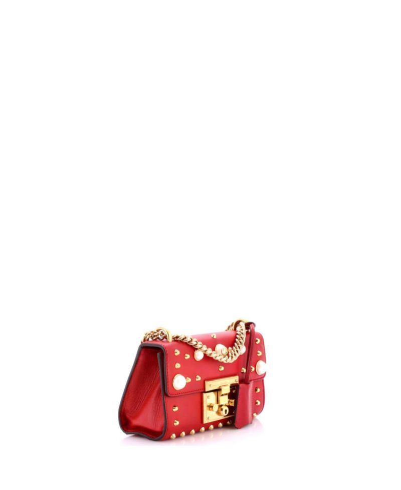Pearly Padlock Small Studded Leather Shoulder Bag