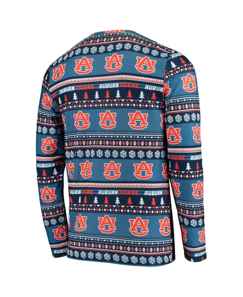 Men's Navy Auburn Tigers Ugly Sweater Knit Long Sleeve Top and Pant Set