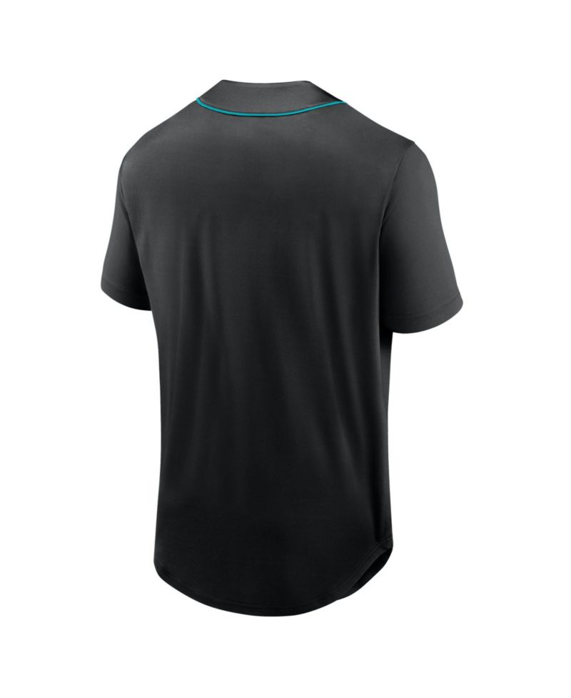 Men's Black Miami Dolphins After Hours Button-Up Baseball T-Shirt