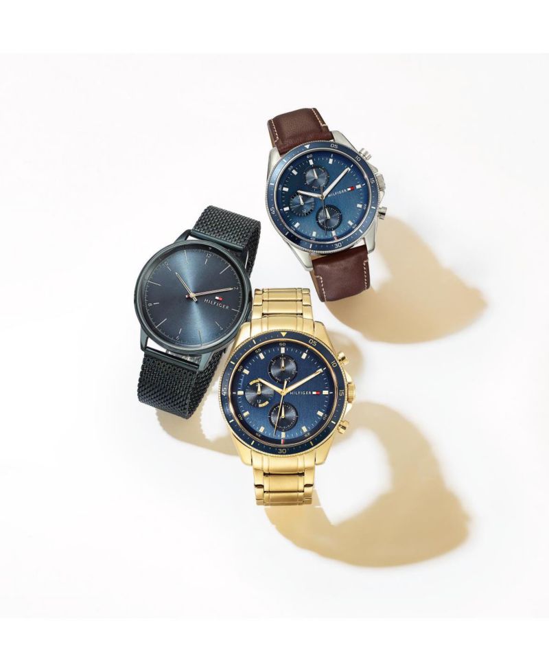 Men's Chronograph Brown Leather Strap Watch 44mm