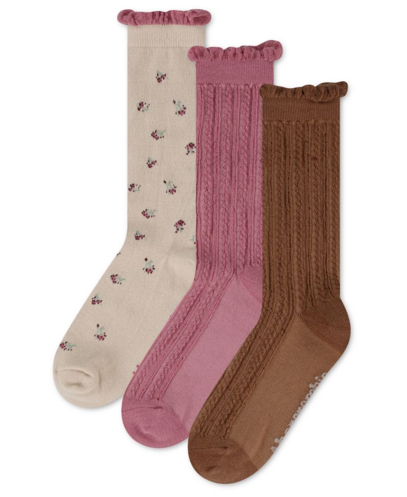 Girls' 5-11 Ditsy Floral Crew Socks, 3-Pack