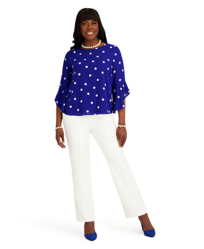 Women's Boat Neck Ruffle-Sleeve Blouse