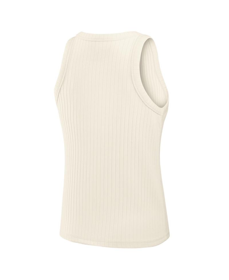Women's Cream Philadelphia Eagles Star Play Tri-Blend Ribbed Tank Top