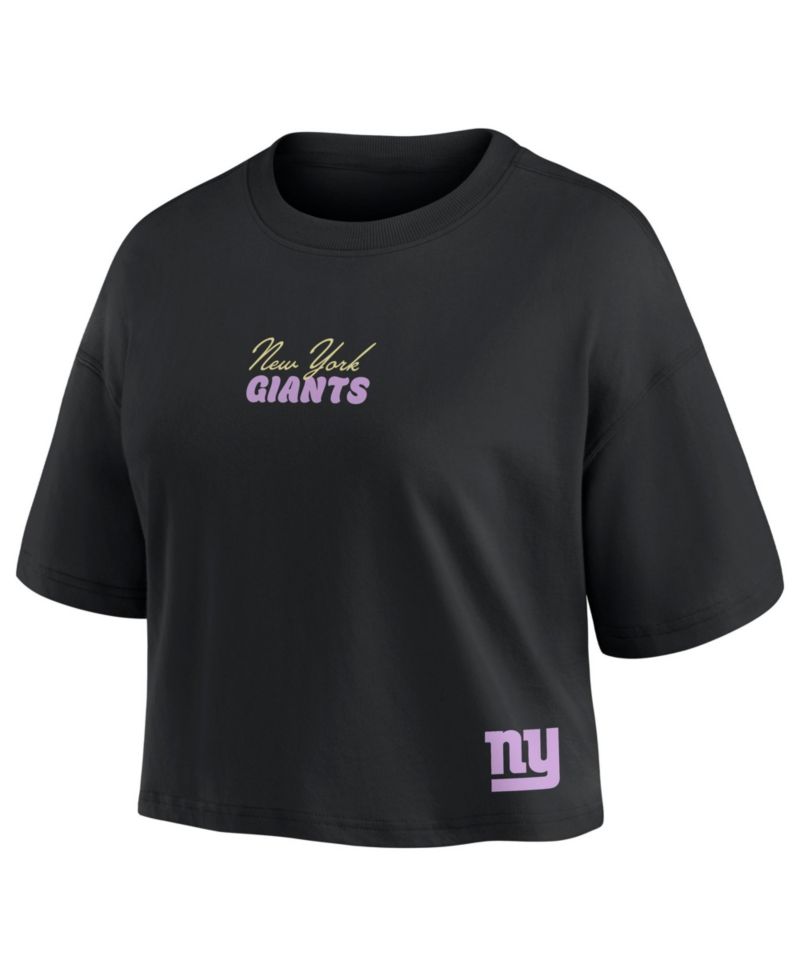 Women's Cam Skattebo Black New York Giants Fashion Cropped T-Shirt