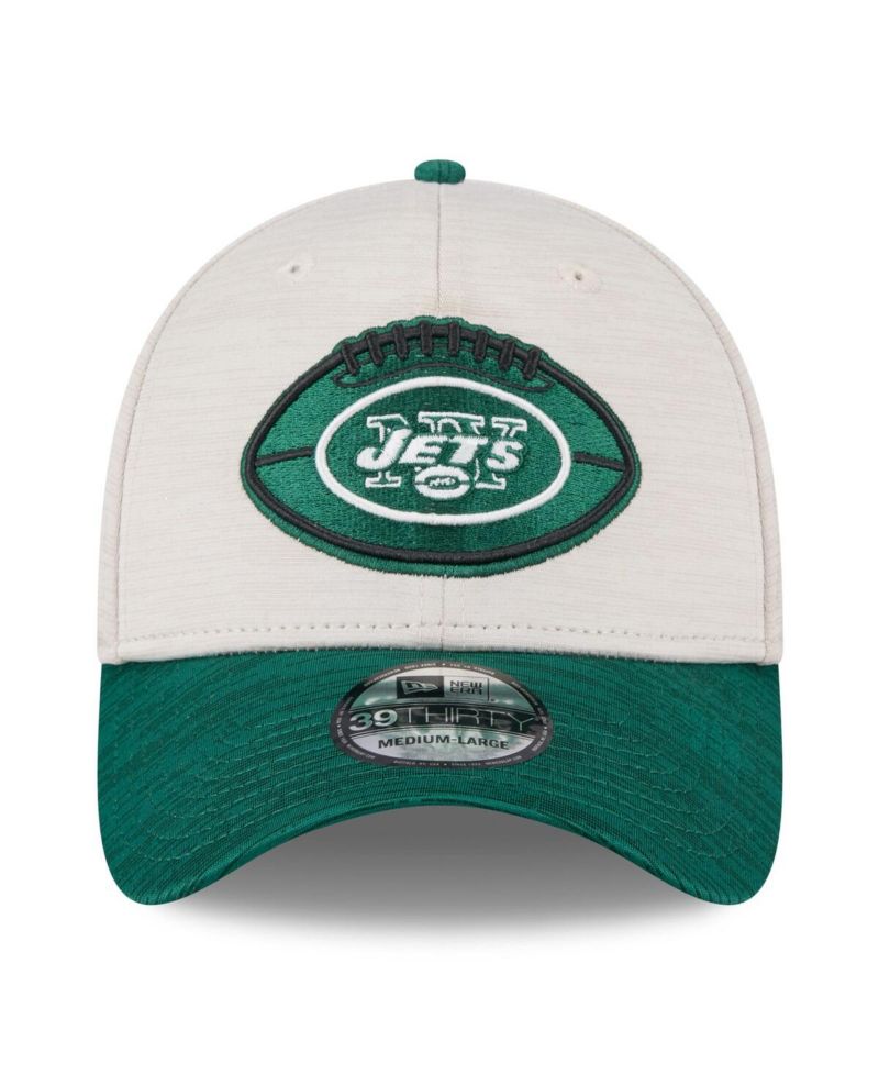 Men's Stone/Green New York Jets 2024 Sideline Historic 39THIRTY Flex Hat