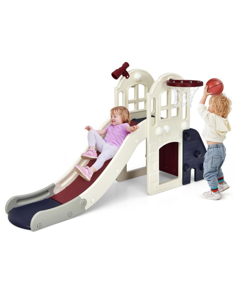6-in-1 Basketball Hoop Slide Playset