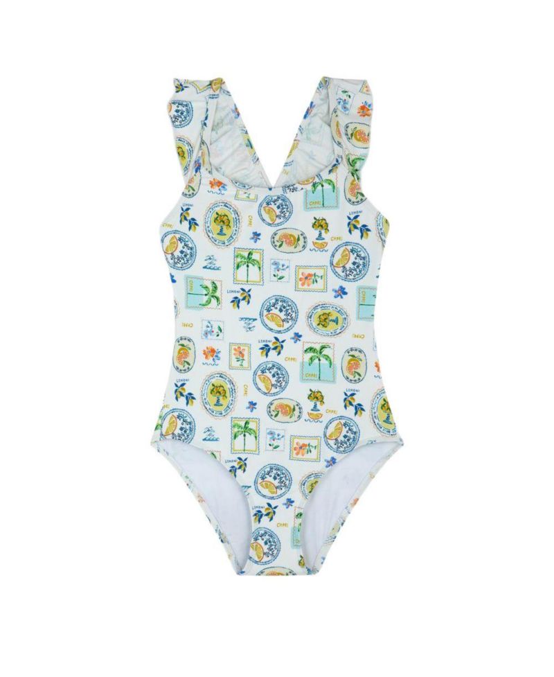 Child Girls Capri Vibes Square Neck Ruffle One Piece